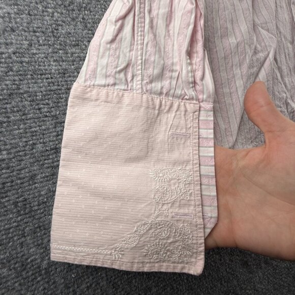 Robert Graham Button Up Shirt Cotton Pink Striped 16 Textured Floral Intricate - Picture 11 of 16